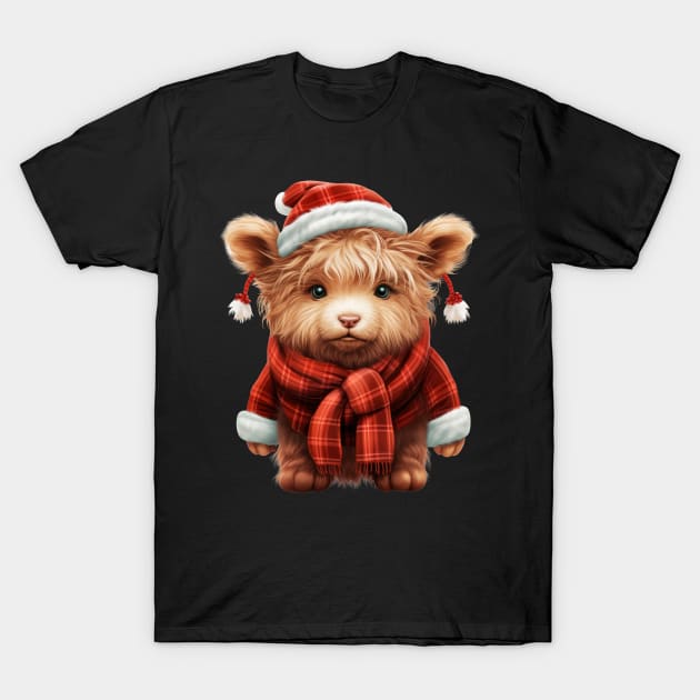 Christmas Baby Highland Cow #5 T-Shirt by Chromatic Fusion Studio